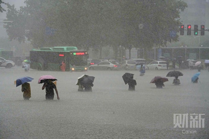 On July 20, Zhengzhou experienced flooding after sustained heavy rainfall. Photo: Caixin