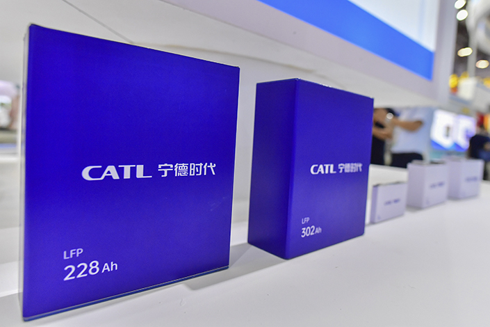 Lithium-ion batteries developed by CATL at the 2021 China International Fair for Investment & Trade on Sept. 8 in Xiamen, East China's Fujian province. Photo: VCG