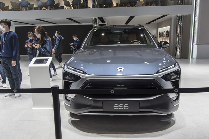 Nio cars are displayed at the Guangzhou Auto Show in Guangzhou, South China's Guangdong Province, on Nov. 19. Photo: VCG