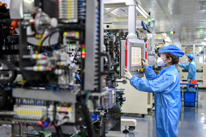 A lithium-ion battery factory in Huzhou, Zhejiang province.