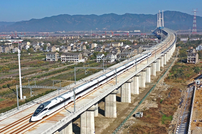 Travel on the Hangtai high-speed railway started operations in Taizhou on Saturday morning. Photo: VCG