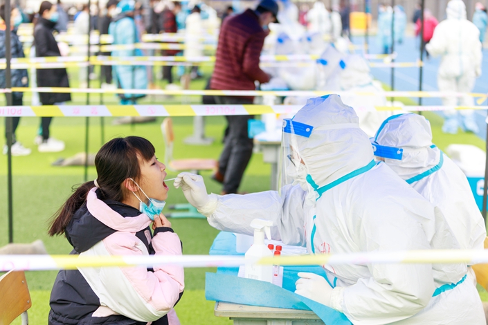 Tianjin is carrying out mandatory nucleic acid testing on all it residents Sunday. Photo: VCG