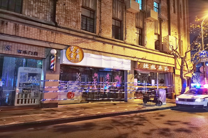 The milk tea store in Shanghai where a cluster of Covid-19 cases were found.