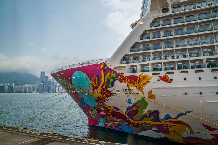 The Genting Cruise Lines Genting Dream cruise ship berthed in Hong Kong in July. Photo: Bloomberg