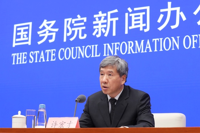 Chinese Vice Finance Minister Xu Hongcai at a news conference Jan. 25.