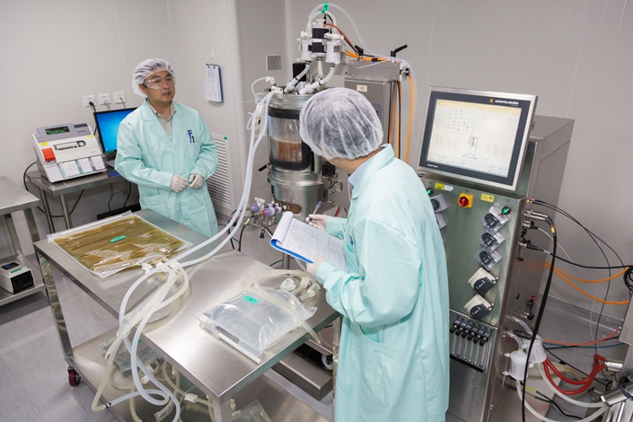 Bioreactors at Wuxi Biologics research and development laboratory in Shanghai. Photo: Bloomberg