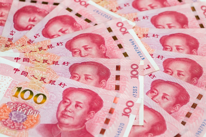 Chinese 100-yuan banknotes arranged for a photograph in Hong Kong in April 2020. Photo: Bloomberg