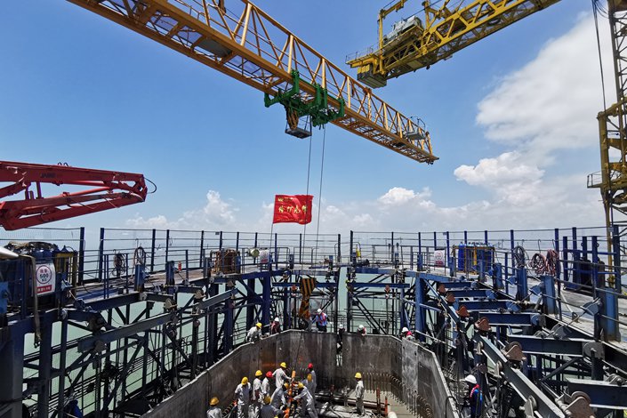 The Shenzhen-Zhongshan Bridge under construction in Zhongshan, Guangdong province, on June 17, 2021. Photo: VCG