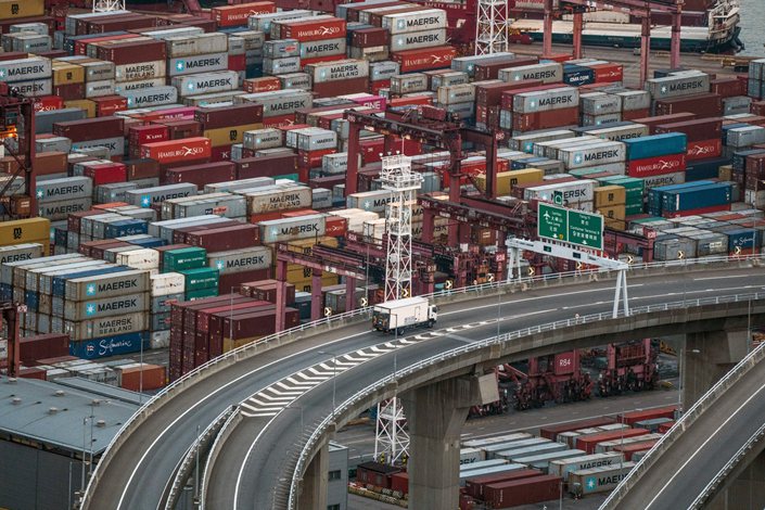 Shipping containers cover the Kwai Tsing Container Terminals in Hong Kong. Photo: Bloomberg