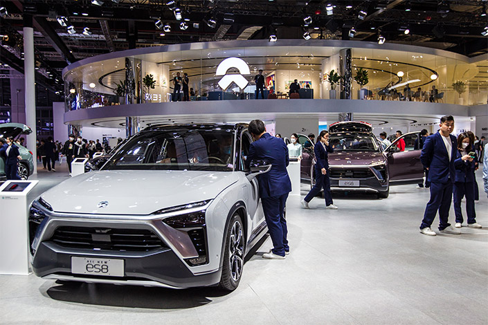 Nio's booth at an expo in Shanghai in April 2021. Photo: VCG