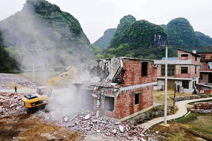A house is demolished in Liuzhou, South China's Guangxi Zhuang autonomous region, on March 11. Photo: VCG