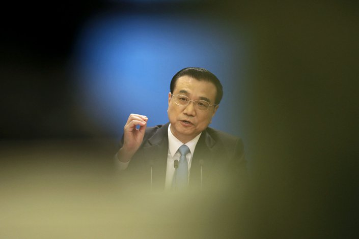 Premier Li Keqiang speaks at a news conference in Beijing in March 2018. Photo: Bloomberg