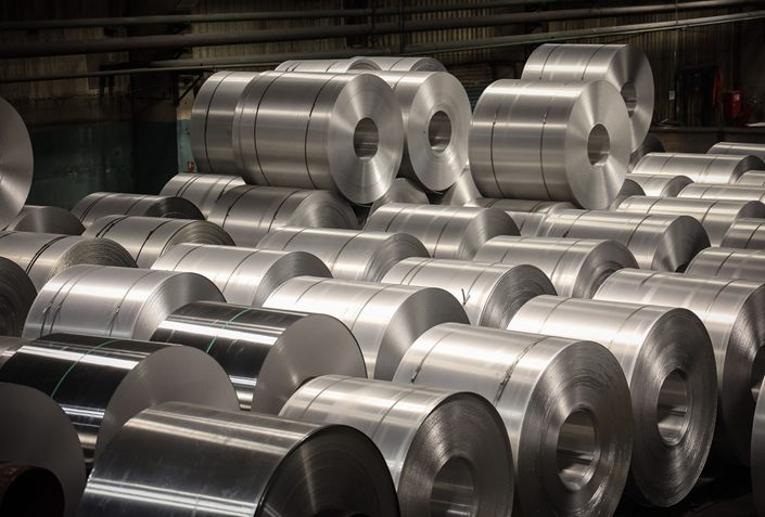 Aluminum rolls in a storage. Photo: Bloomberg