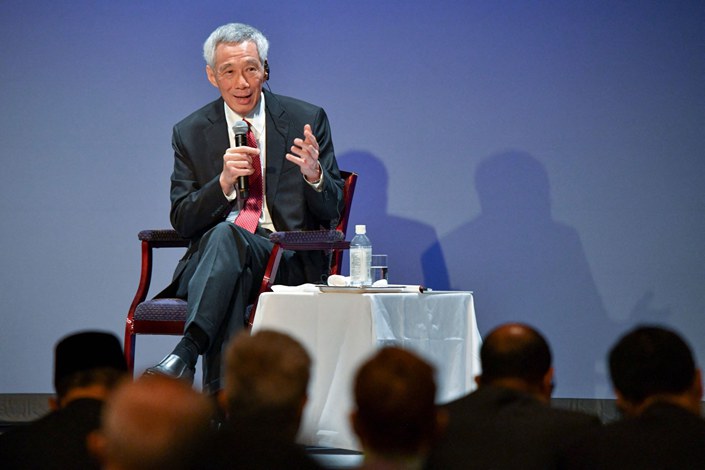 Singapore Prime Minister Lee Hsien Loong answers questions at the 27th International Conference on The Future of Asia in Tokyo on Thursday. Photo: Bloomberg