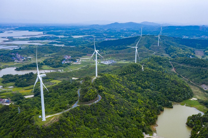A wind farm in Jiujiang, East China's Jiangxi province, on April 14. Photo: IC Photo