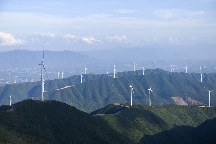 A wind power farm in Yongzhou, Hunan province.