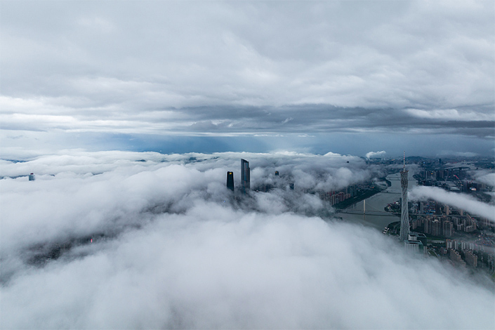 Aerial view of the Canton tower, Guangzhou's landmark, in South China's Guangdong province on May 12. Photo: VCG