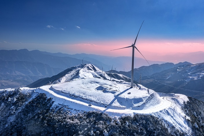 An alpine wind power station is seen in Liangshan, Sichuan province, on Dec. 28, 2021. Photo: VCG
