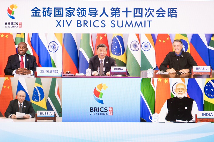 President Xi Jinping hosts the 14th BRICS Summit via video link in Beijing on June 23. South African President Cyril Ramaphosa, Brazilian President Jair Bolsonaro, Russian President Vladimir Putin and Indian Prime Minister Narendra Modi attended the summit. Photo: Xinhua