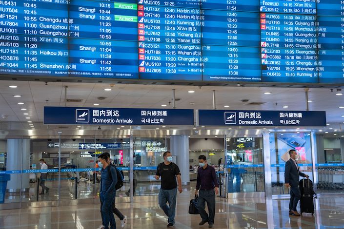 On July 26, VariFlight data showed 94 international flights going to and from China, down from 2,883 on the same day in 2019.