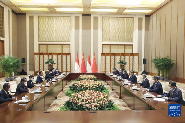 President Xi Jinping held talks with Indonesian President Joko Widodo on July 26 in Beijing. Photo: Liu Weibing/Xinhua