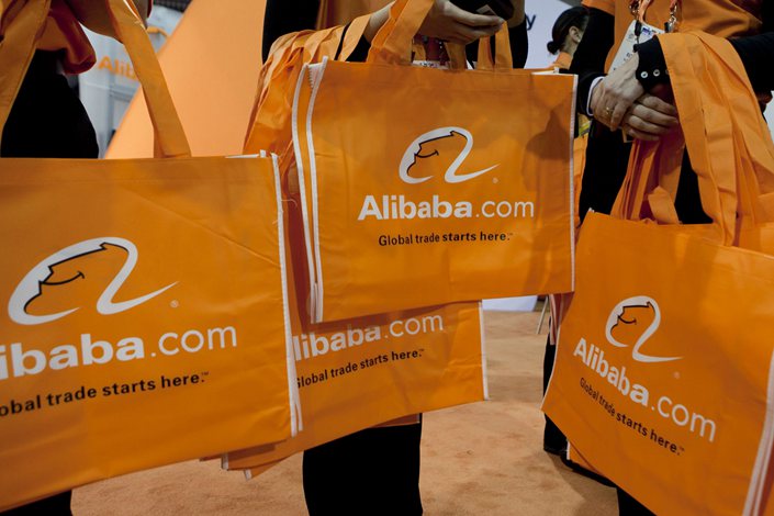 Alibaba bags get distributed at the 2012 International Consumer Electronics Show in Las Vegas. Photo: Bloomberg