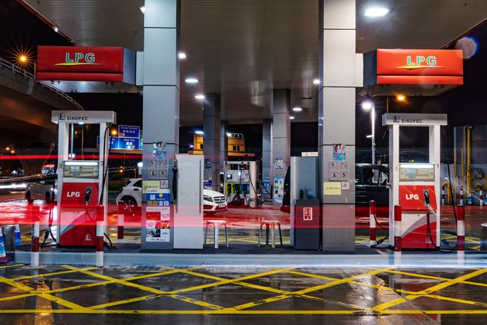 Gas pumps stand at a Sinopec filling station in Hong Kong in March 2019. Photo: Bloomberg