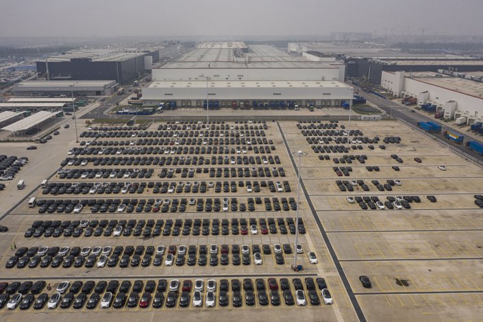 Tesla’s Gigafactory in Shanghai on June 15. Photo: Bloomberg