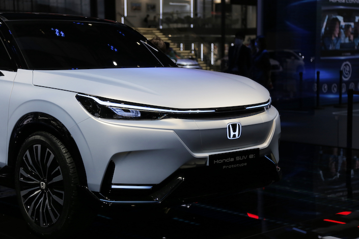 Honda’s electric car prototype on display at the Shanghai Auto Show April 20, 2021.