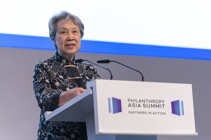 The chairman of Temasek Trust, Ho Ching, speaks at the Philanthropy Asia Summit organized by Temasek Foundation on Sept. 30. Photo: Temasek Foundation
