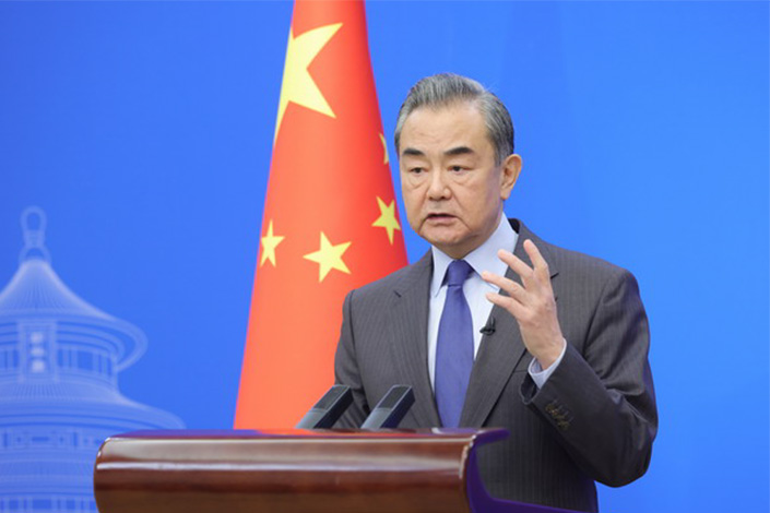 Foreign Minister Wang Yi delivers a speech via video link to a foreign relations symposium on Sunday. Photo: fmprc.gov.cn