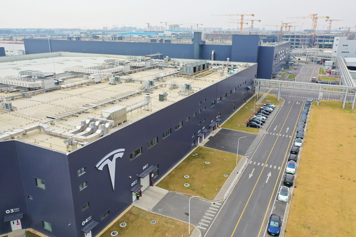 pictureTesla’s Gigafactory in Shanghai Monday. Photo: VCG