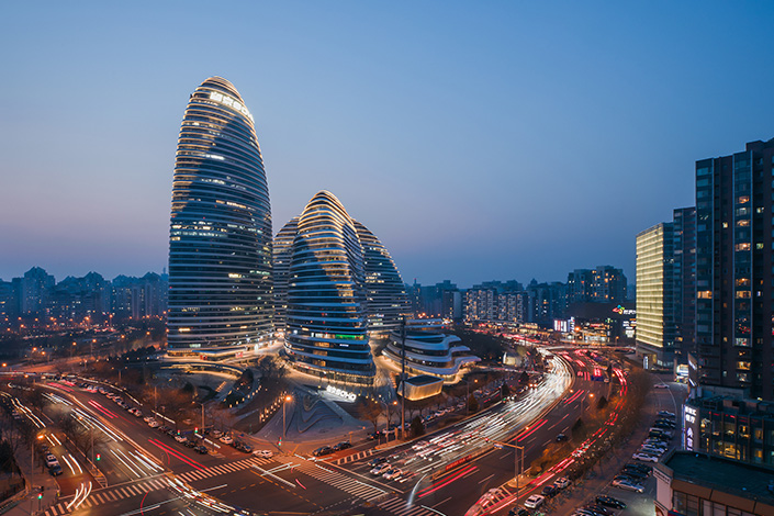 The Wangjing SOHO complex in Beijing’s Chaoyang district in 2021. Photo: VCG