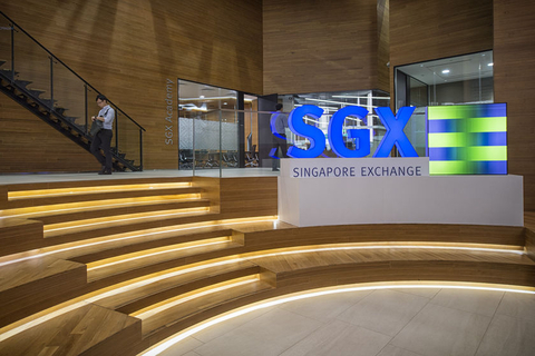 The signage of Singapore Exchange Ltd. is displayed inside the bourse's headquarters in Singapore. Photo: VCG