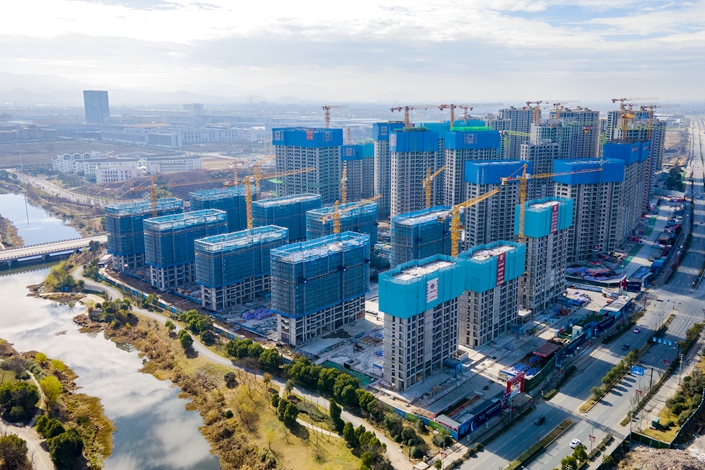 A residential complex under construction in Jinhua, East China's Zhejiang province, Jan. 12. Photo: VCG