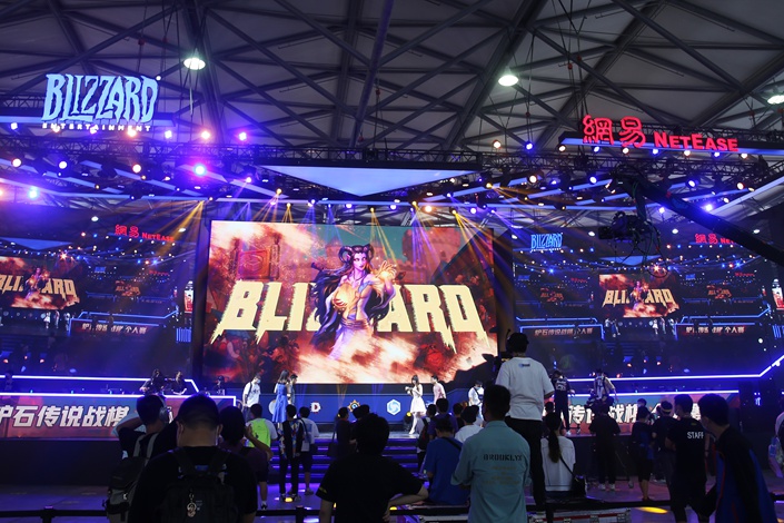 The NetEase and Blizzard Entertainment stage at the ChinaJoy exhibition in Shanghai on July 30, 2021. Photo: VCG