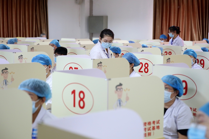 Doctors-in-training take the National Physician Qualification Examination in July 2020 at the Affiliated Central Hospital of Shenyang Medical College in Shenyang, Northeast China’s Liaoning Province. Photo: VCG