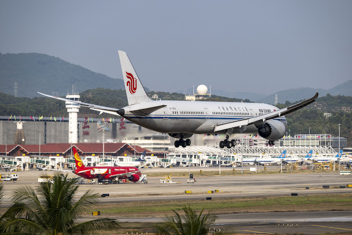 An Air China plane departs from Sanya airport on Jan. 7, 2023.
