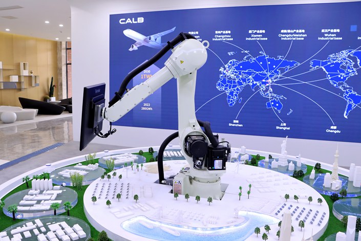 On Dec. 16, 2022, the CALB industrial robot exhibition area in Changzhou, Jiangsu province. Photo: VCG