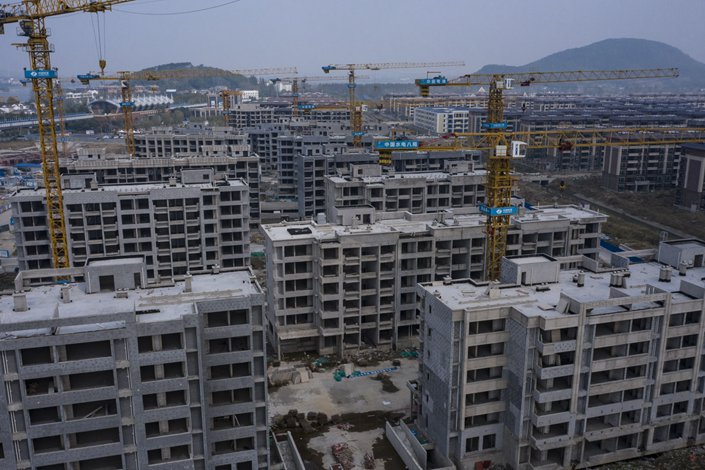 Unfinished apartment buildings sit at Evergrande’s Health Valley development on the outskirts of Nanjing, East China’s Jiangsu province, in October 2021. Photo: Bloomberg