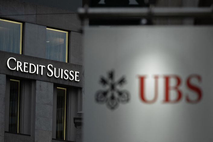 Under the UBS takeover, Credit Suisse shareholders will receive UBS shares equivalent to 0.76 of a Swiss franc ($0.82) per share, or about 60% less than the bank was worth when markets closed Friday.