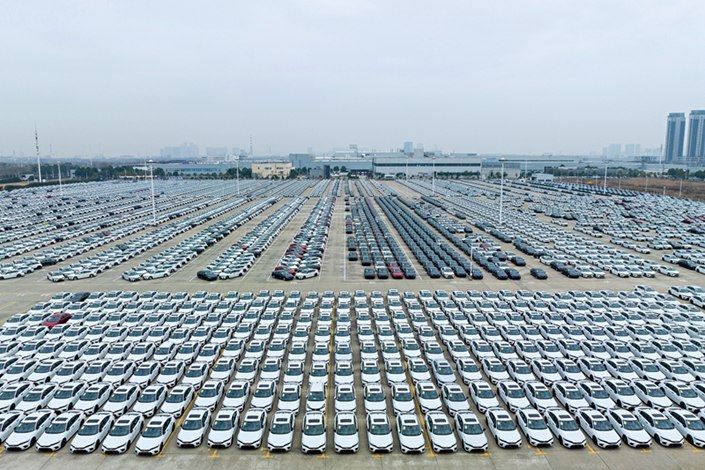 Rows of cars wait to be shipped off to dealerships on the lot of a Dongfeng Honda Motor factory in Wuhan, Central China’s Hubei province, on Feb. 28. Photo: VCG