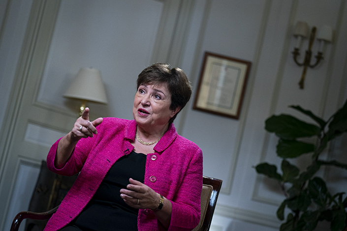 Kristalina Georgieva, managing director of the International Monetary Fund, speaks during an interview with Bloomberg Television in Washington on Thursday. Photo: Bloomberg