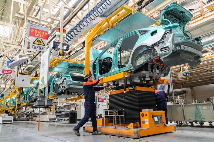 An EV assembly line in a plant at Jinzhong, Shanxi province on April 11. Photo: VCG　