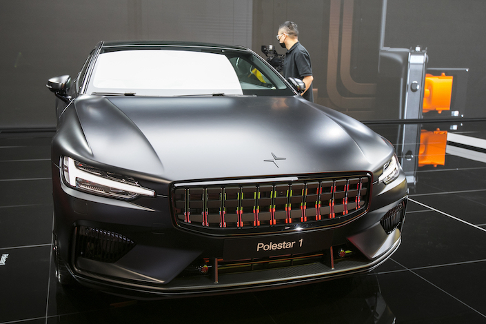 A Polestar car in display at the Shanghai Auto Show on April 19. 2021.