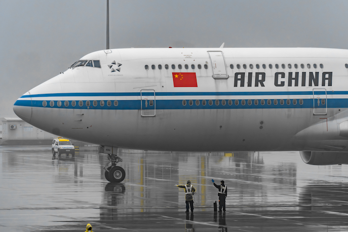 An Air China airplane prepares to departure Beijing May 19. 2023.