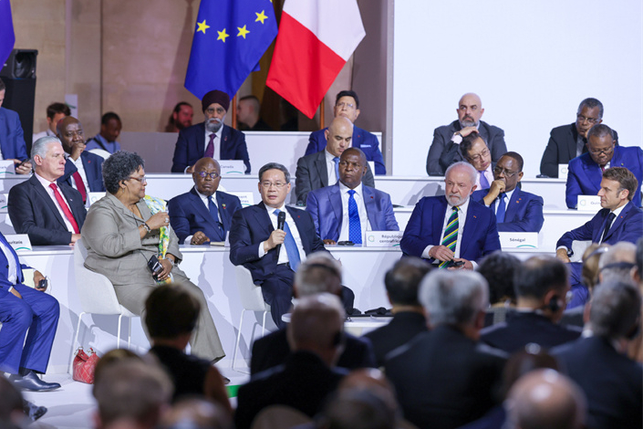 Chinese Premier Li Qiang speaks at the Summit for a New Global Financing Pact in Paris, France, June 23, 2023. Photo: Xinhua