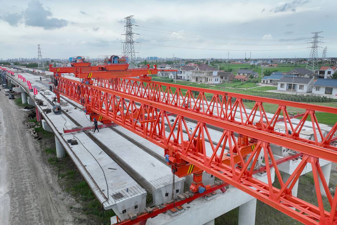 Construction is underway for a section of highway in Nantong, Jiangsu, on July 26. Photo: VCG