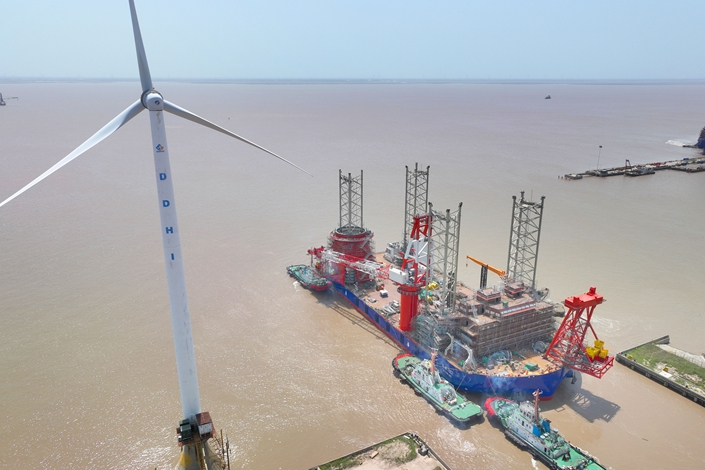 An offshore wind power installation platform on April 21 in Nantong, East China’s Jiangsu province. Photo: VCG