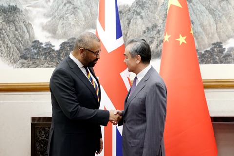 China’s Foreign Minister Wang Yi meets U.K. Foreign Secretary James Cleverly Wednesday in Beijing